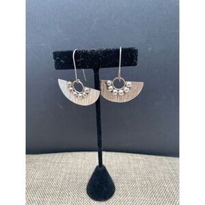 Vintage Mexico 925 Stamped Earrings Southwestern Sterling Silver Hammered Fan De
